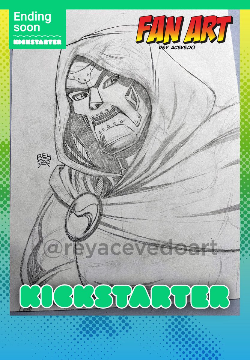 39 hours left to back my “Fan Art” book. It’s 100% complete and ready to print.
kickstarter.com/projects/70389…
#fanart #drdoom #fantasticfour #victorvondoom #sketchcover #kickstarter #sketchbook  #mrfantastic #reedrichards #artbook #invisiblegirl #suestorm #marvelcomics #reyacevedoart