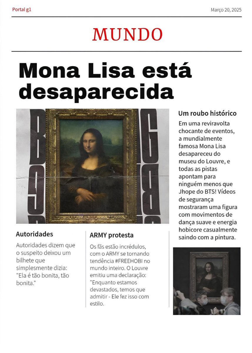 brhopeworld's tweet photo. MEUSSS DEUSSSSSSS A MONA LISA FOI ROUBADA????????? 

WHO STOLE THE MONA LISA 
MONA LISA IS MISSING
#monalisa_missing https://t.co/N1tsdhdAy6