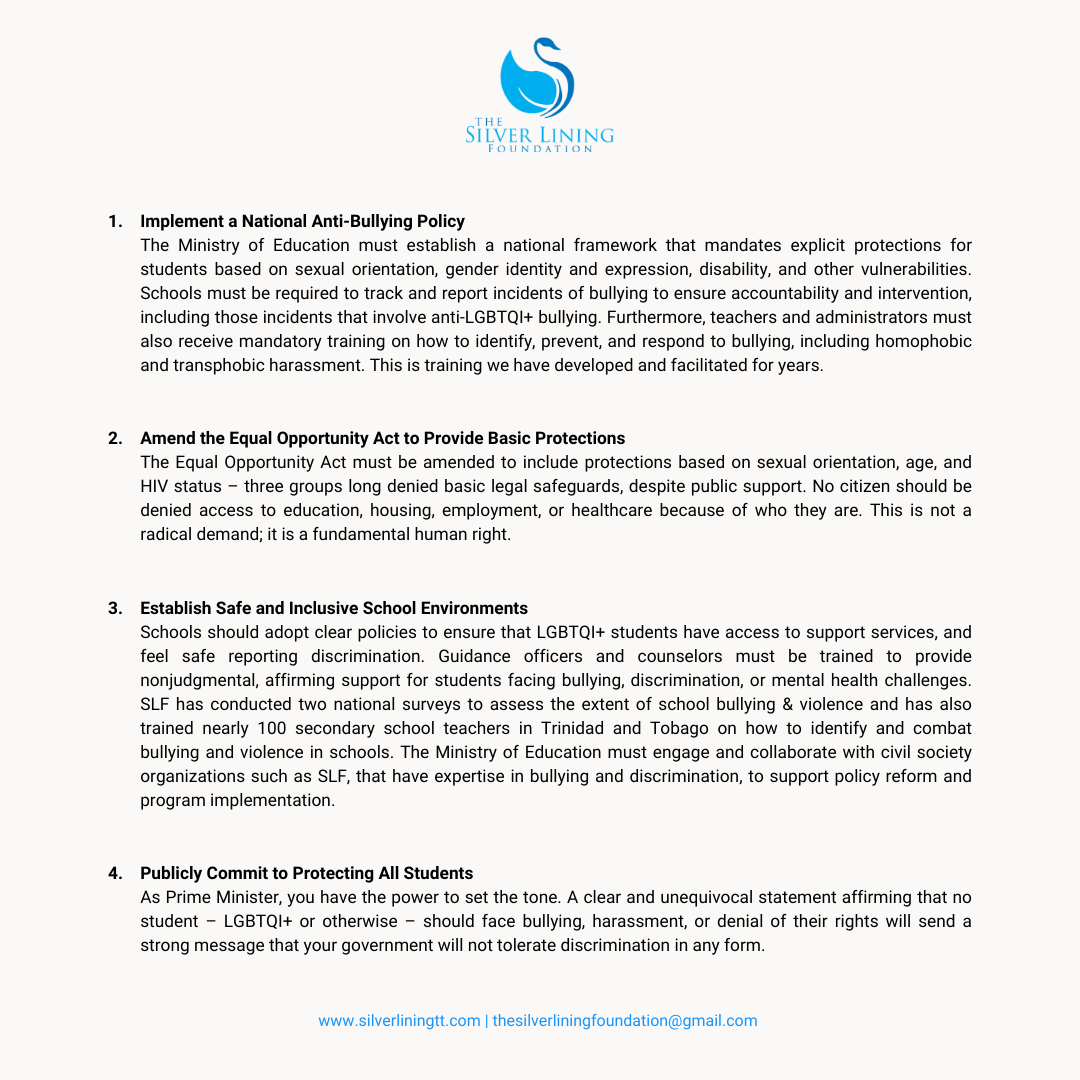 slftt's tweet photo. 🚨  Bullying is not a political issue; it is one of the most widespread forms of violence in our schools, one that requires immediate, thoughtful, and proactive action. 

Read our full letter to PM Young.
🔗: https://t.co/LCDuBJDmvn

#SLFTT #EndBullying https://t.co/f7y66p4Mi3