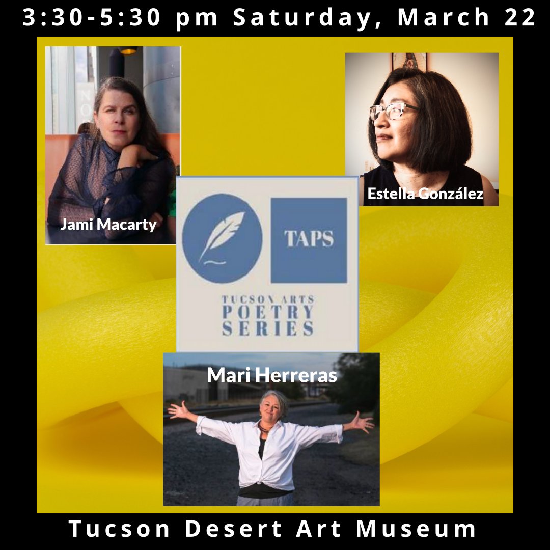 Excited to join chingona poets Jami Macarty and Mari Herreras for an afternoon of inspiration this Saturday! Organized by Tucson Arts Poetry Series, the reading will be held at the Tucson Desert Art Museum, 7000 E Tanque Verde Road. Please join us! #poetryreading #TucsonPoetry