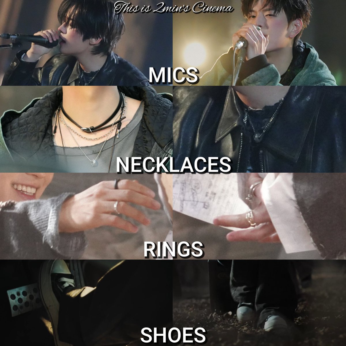2min's Matching Cinema♡

Mics&gt;Necklaces&gt;Rings&gt;Shoes