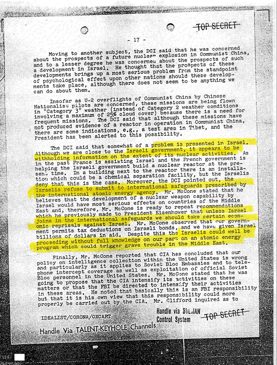 ⚡️NEW JFK FILES CONFIRM:

The 1963 Kennedy White House suspected ISRAEL WAS WITHHOLDING INFORMATION ON ITS NUCLEAR PROGRAM and was considering economic sanctions against Israel unless they joined international safeguards

JFK famously wanted to inspect Israel’s nuclear facilities