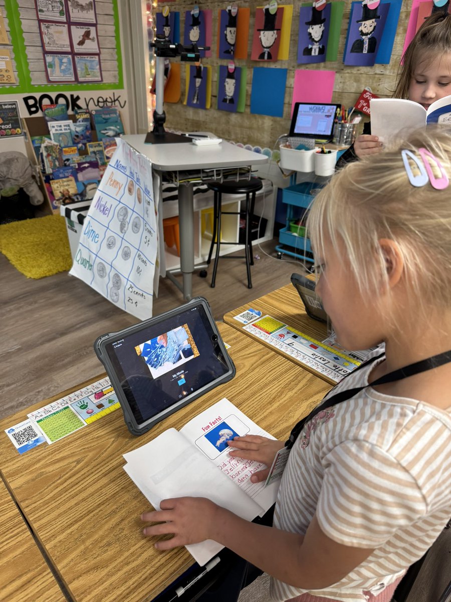 MrsFrench1grade's tweet photo. First graders checking out each others animal research books made on #pages and their #iMovie🎬 of their animal- blending research, writing, creativity and technology in a meaningful way! 📱@RISDiTeam #pages #RISDBeTheOne https://t.co/TdQ8l2qLZr