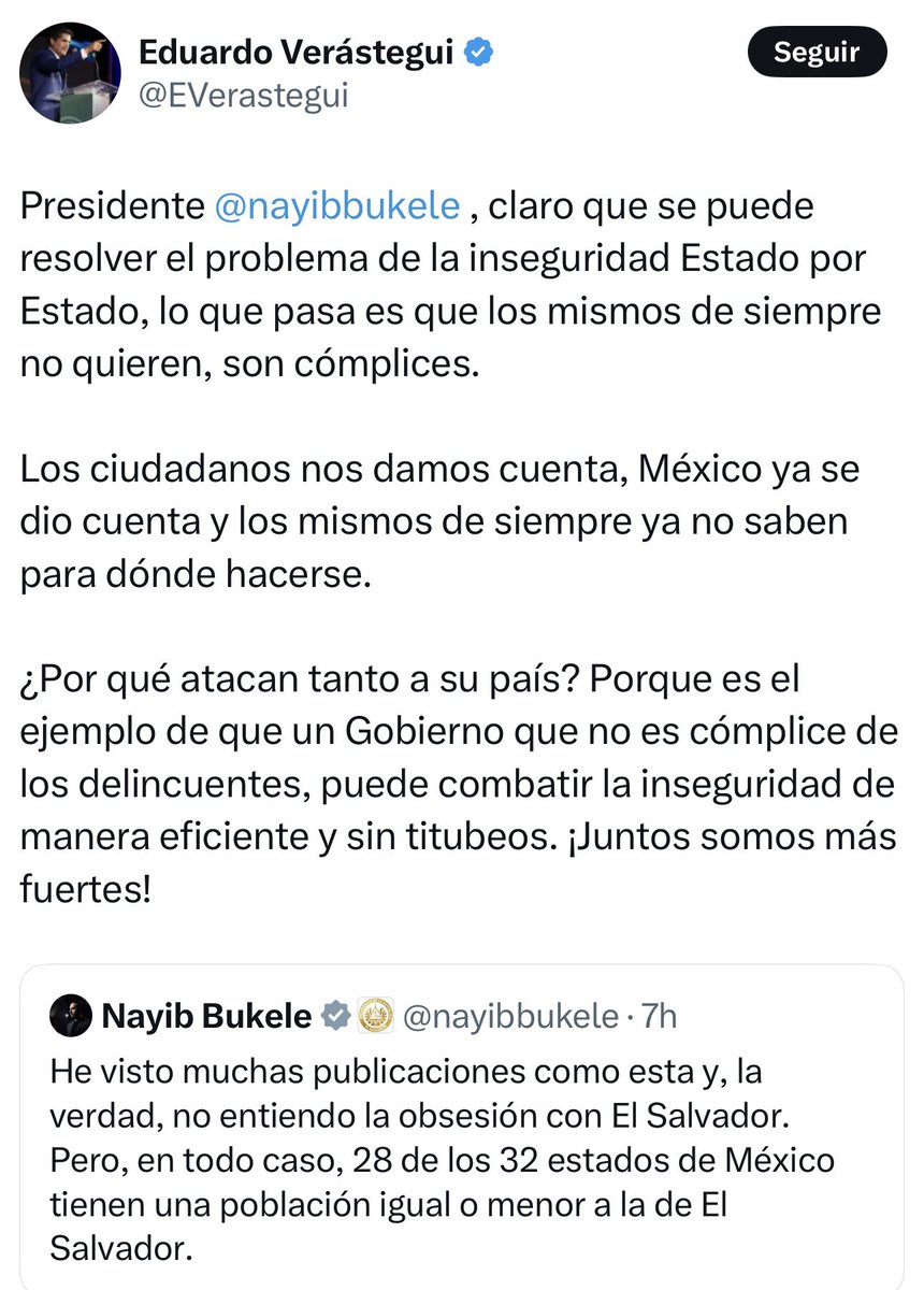 Verástegui reacciona a la publicación del presidente Bukele sobre México