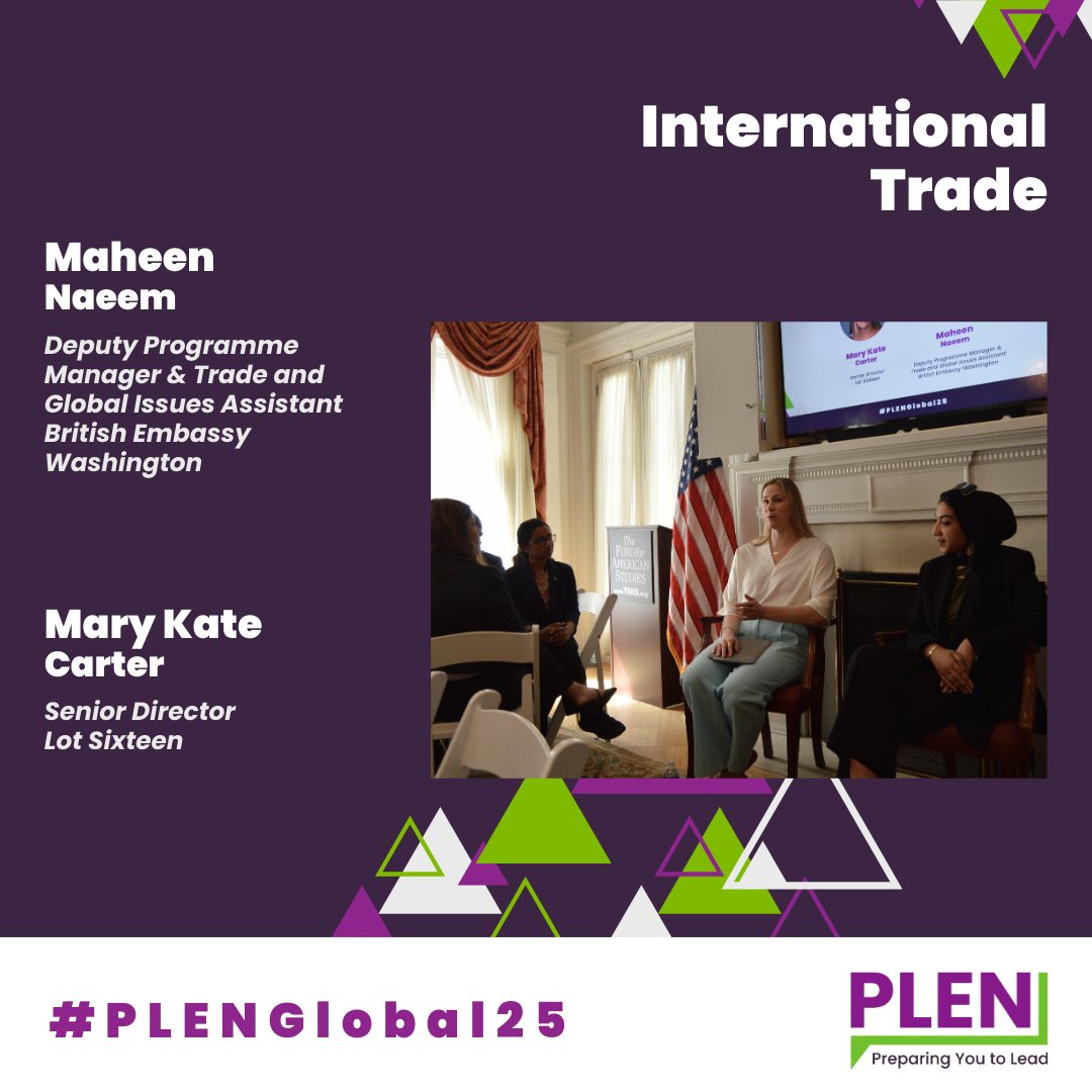 PLEN (@plennetwork) on Twitter photo โพ Maheen Naeem (<a href="/UKinUSA/">British Embassy Washington</a>) & Mary Kate Carter (<a href="/lot_sixteen/">Lot Sixteen</a>) covered all the bases: the field of international trade, their career paths, and their professional experiences as young women. ๐ #PLENGlobal25 Day 3๏ธโฃ โพ Maheen Naeem (<a href="/UKinUSA/">British Embassy Washington</a>) & Mary Kate Carter (<a href="/lot_sixteen/">Lot Sixteen</a>) covered all the bases: the field of international trade, their career paths, and their professional experiences as young women. ๐ #PLENGlobal25 Day 3๏ธโฃ