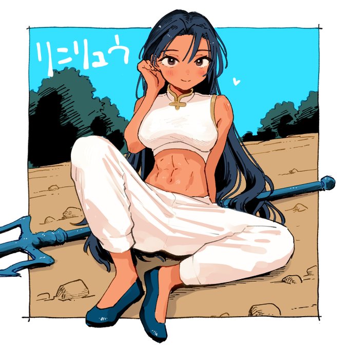 板橋先生 @yamaitabashi  と雑談してるときに描いた板橋先生の作品のキャラ、リンリュウ様です 