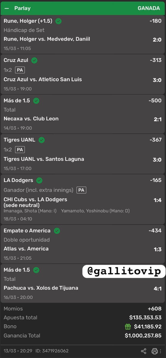 GallitoVip's tweet image. VOLVIMOS HACER HISTORA JUNTOS❤️

OTRA JUGADA DEL MILLON GANADA Y LA HISTORIA SIGUE CRECIENDO🥺❤️

Hace una semana +747,733🤑
Hace tres días +1,00,257🤑
Hoy +780,000🤑

Balance : +2,529,990 en una semana🤯

Quiero regalar 100,000 entre toda la gente que dé RT y ❤️ a este tweet…