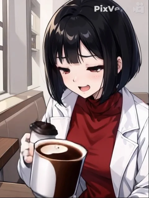 「持ってるコーヒーをこぼして」とAI動画制作をしようとしたら、突然に別のでかいコーヒーが出てきて、さらに予想外のこぼしかたをしちゃった女医ちゃん。 