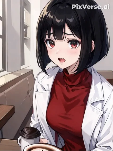 「持ってるコーヒーをこぼして」とAI動画制作をしようとしたら、突然に別のでかいコーヒーが出てきて、さらに予想外のこぼしかたをしちゃった女医ちゃん。 