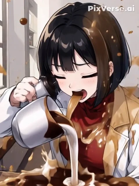 「持ってるコーヒーをこぼして」とAI動画制作をしようとしたら、突然に別のでかいコーヒーが出てきて、さらに予想外のこぼしかたをしちゃった女医ちゃん。 