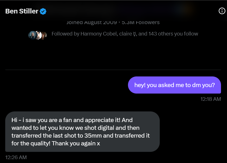 punishednuz's tweet photo. the big reason for the dm request was.................. 

so i could get personally fact-checked by ben stiller. and it was beautiful. i can't stop laughing but also this is a very cool detail https://t.co/tMYuBJAvWq