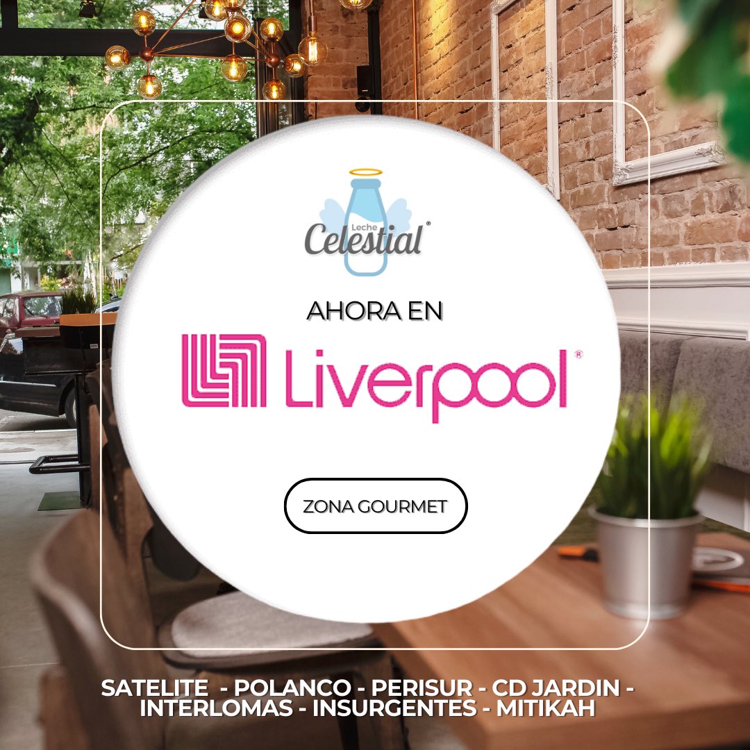 Celestial (@celestial_leche) on Twitter photo Cada vez más cerca de ti.
Ahora puedes encontrar los productos que tanto te gustan de Celestial Leche en la zona Gourmet de <a href="/liverpoolmexico/">Liverpool México</a> de Polanco, Satélite, Perisur, Interlomas, Mitikah, Cd. Jardín e Insurgentes. Cada vez más cerca de ti.
Ahora puedes encontrar los productos que tanto te gustan de Celestial Leche en la zona Gourmet de <a href="/liverpoolmexico/">Liverpool México</a> de Polanco, Satélite, Perisur, Interlomas, Mitikah, Cd. Jardín e Insurgentes.