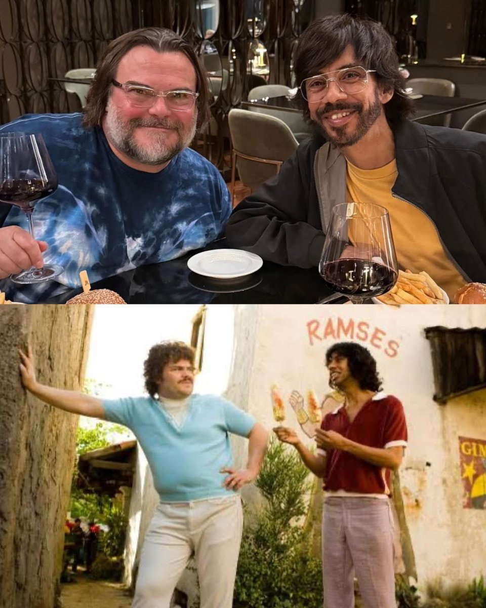 TheTopComics's tweet image. REUNIÓN NOSTÁLGICA 🥹 Jack Black se reunió con Héctor Jiménez su coestelar en #NachoLibre en su visita a México.