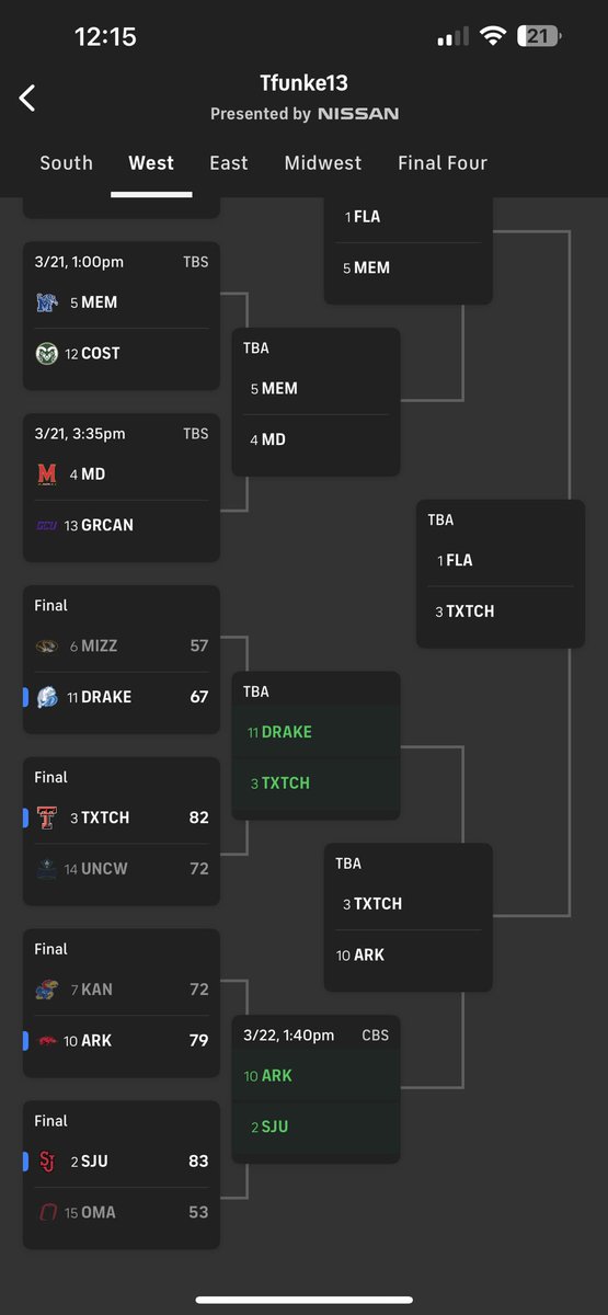 tfunke13's tweet image. Not bad for not watching 1 minute of college basketball this year. Woo pig and go bulldogs