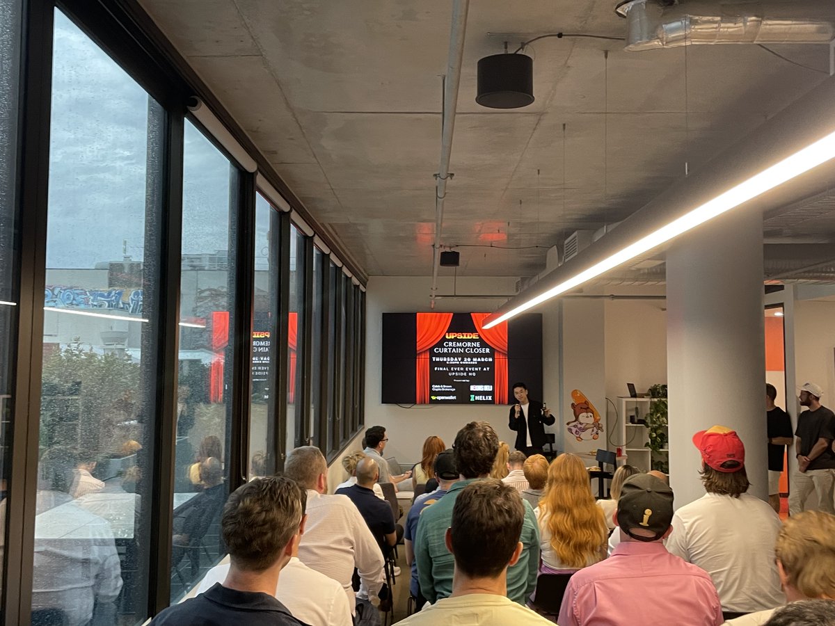 That’s a wrap for our final event at Upside HQ!

Thank you to everyone for showing up one last time 🫶

Big thank you to our sponsors for last night:
👉 <a href="/calebandbrown/">Caleb & Brown</a>
👉 <a href="/NounsDeliMelb/">Nouns Deli ⌐◨-◨</a>
👉 <a href="/Openwallet_com/">Open Wallet</a>
👉 <a href="/helixco_/">Helix Collective</a>

We’ll have more soon on some upcoming events 🫡