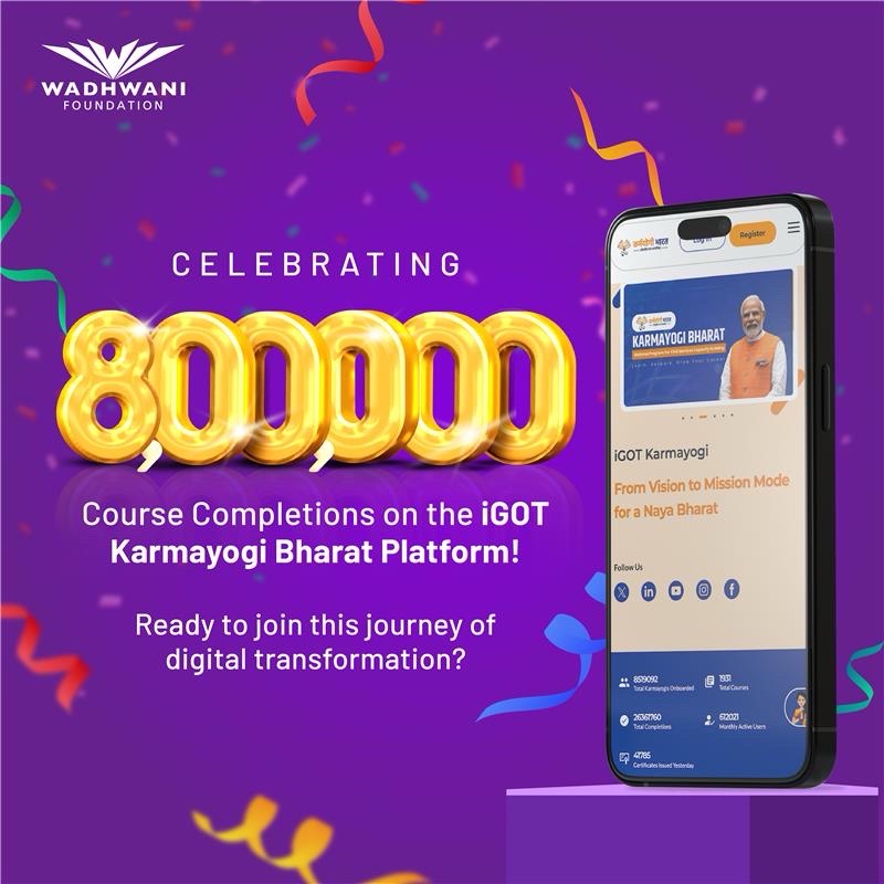 wadhwanif's tweet image. 8 Lakh Government Officials Transformed! We are absolutely thrilled to announce this significant milestone in our journey.

Be a part of this revolution in governance! Enroll today on the platform: lnkd.in/gXhgXgFP

#DigitalTransformation #iGOTKarmayogi #AIforGovernment