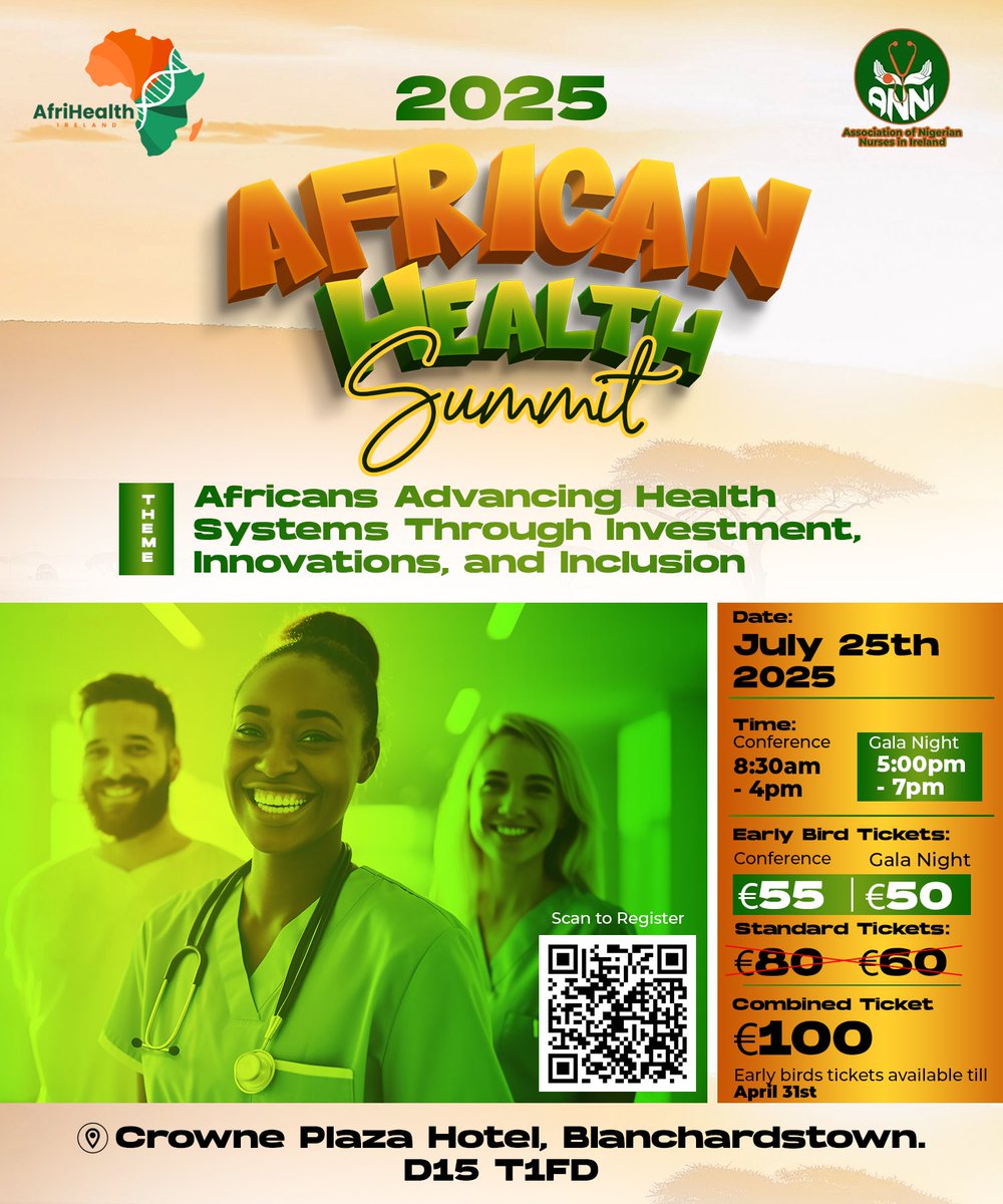 Olayinka O Aremu (Nurse Coach Ola) (@olayinka_aremu1) on Twitter photo Thrilled to announce that registration is now officially open for the African Health Summit Ireland 2025!
Theme: “Africans Advancing Health Systems Through Investment, Innovations, and Inclusion.” ✅ Register here: afrihealthireland.ie/product/africa… <a href="/AfriHealthIre/">African Health Summit Ireland</a> <a href="/ANNI_Nurse/">Association of Nigerian Nurses in Ireland</a> <a href="/FANMIreland/">Federation of African Nurses & Midwives in Ireland</a> Thrilled to announce that registration is now officially open for the African Health Summit Ireland 2025!
Theme: “Africans Advancing Health Systems Through Investment, Innovations, and Inclusion.” ✅ Register here: afrihealthireland.ie/product/africa… <a href="/AfriHealthIre/">African Health Summit Ireland</a> <a href="/ANNI_Nurse/">Association of Nigerian Nurses in Ireland</a> <a href="/FANMIreland/">Federation of African Nurses & Midwives in Ireland</a>