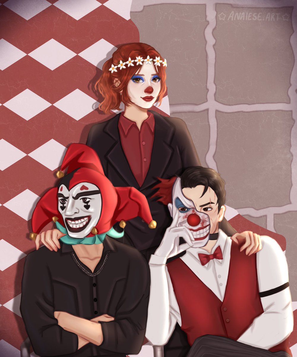 I finished the Clown Family Commission  🥰✨

Tessa (aka <a href="/NakkiNakk/">Nakkida</a> ) Bonbon (<a href="/MungoTV/">Mungo</a> ) and Chatterbox (<a href="/ItsChatterbox/">Chatterbox</a> ) 🤡