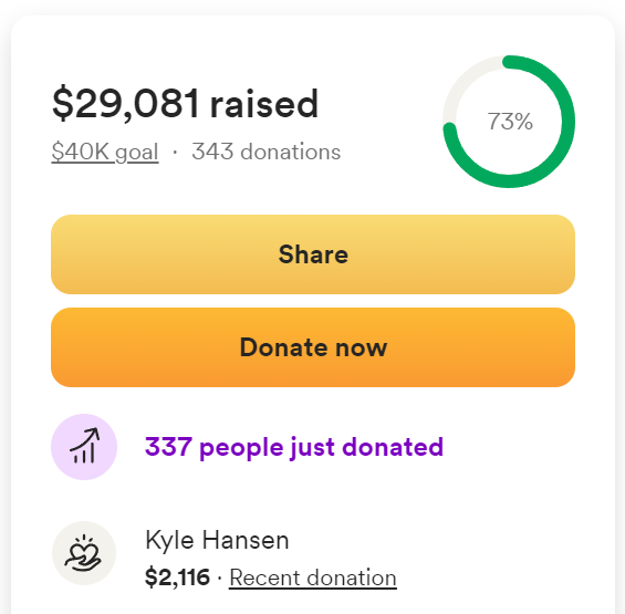 iamkylehansen's tweet photo. There was about  $2.1K in Super Chats during yesterday's charity stream, which have now been added to the GoFundMe page, bringing the total amount raised to just shy of $30K! 
Donations are still open if you'd like to help support the wildfire victims in my neighborhood: https://t.co/qZ9rJhefji
