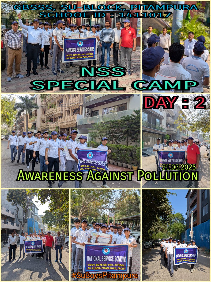 SUBoysPitampura's tweet image. "Join the Green Revolution! 🌿🚶‍♂️✨ NSS Special Camp Rally Against Pollution at #SuBoysPitampura , led by Principal Shri Sunil Kumar &amp;amp; NSS Incharge Shri Virender Singh, inspiring young minds to protect our planet. Let's breathe fresh, live clean, and act now! 🌍💚 #NSSForChange