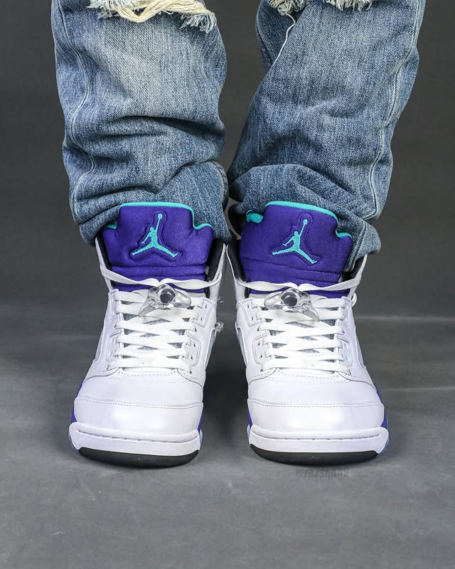 purple 5s on feet