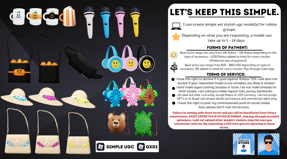 _GX02's tweet photo. Commissions are OPEN! Looking to be hired!    

Join my discord here to hire me: https://t.co/GGoOKCpIX6 

#RobloxUGC #ROBLOX #RobloxDev #RobloxUGCConcept #RobloxUGCpromo #SimpleUGC https://t.co/IS1oA0pAbn