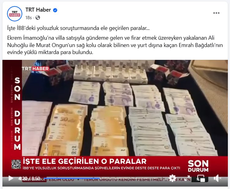 <a href="/trthaber/">TRT HABER</a> kimin evinden çıktı bu para? hanedan medyası olarak 3 farklı ismi aynı parayla suçlamışsınız. fethullahçı hocalarınızdan öğrendiğiniz gibi.