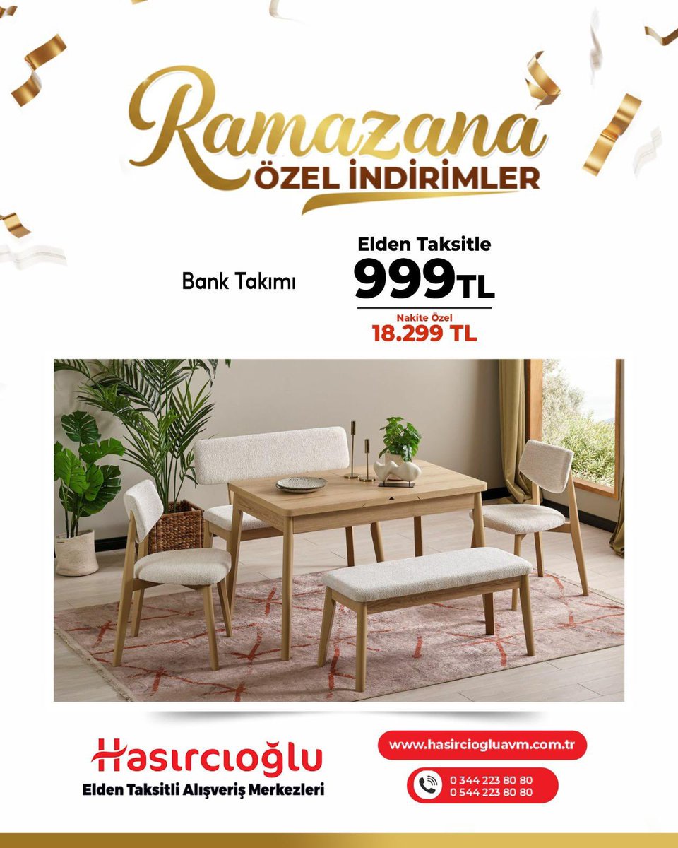 hasirciogluavm's tweet photo. ✨ RAMAZAN’A ÖZEL KAMPANYALAR ✨

Yeni eviniz için en şık ve en avantajlı mobilyalar Hasırcıoğlu AVM’de!
 
Ramazan’a özel indirimleri kaçırmayın! Hemen mağazalarımıza bekliyoruz.

📍 Detaylı bilgi için: https://t.co/nGhvyUrkv1
📞 0 344 223 80 80 – 0 544 223 80 80

#HasırcıoğluAVM https://t.co/5AZlJJXBKC