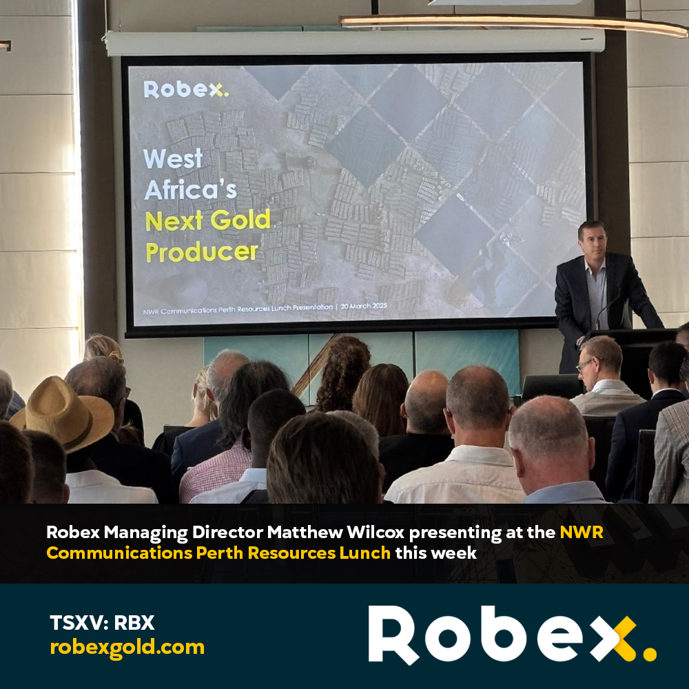 Robex Resources Inc (@robexgold) on Twitter photo Robex Managing Director Matthew Wilcox presented at the <a href="/NWRComms/">NWR Communications</a> Perth Resources Lunch yesterday.
Visit Robex's website to read a copy of our latest investor presentation: robexgold.com Robex Managing Director Matthew Wilcox presented at the <a href="/NWRComms/">NWR Communications</a> Perth Resources Lunch yesterday.
Visit Robex's website to read a copy of our latest investor presentation: robexgold.com