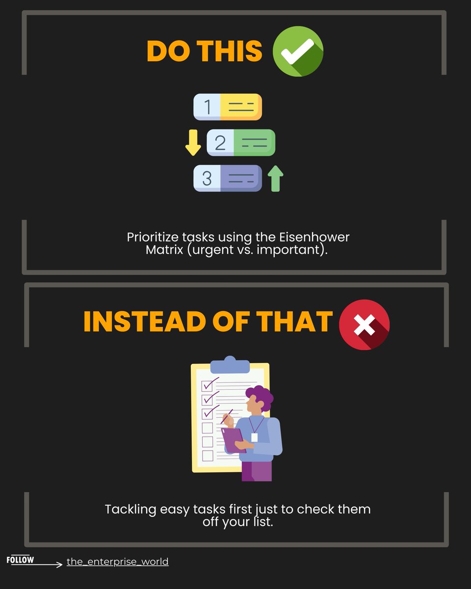 theenterprisew's tweet image. Struggling to stay on top of your tasks? Try these simple switches to supercharge your efficiency.

#ProductivityHacks #EfficiencyTips #TimeManagement