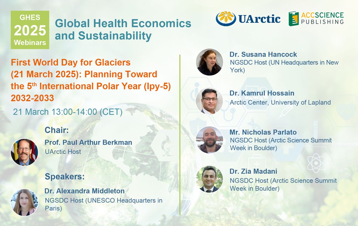 GHES_ASP's tweet image. Countdown for the Webinar - First World Day for Glaciers (21 March 2025): Planning Toward the 5th International Polar Year (Ipy-5) 2032-2033
This is a free online seminar, and you are welcome to register and join us online.
zoom.us/webinar/regist…
