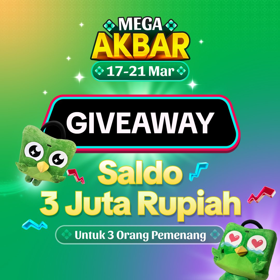 💰GIVEAWAY SALDO 3 JUTAAA💰

Caranya:
1. Follow, RT &amp; Like tweet ini
2. Reply dengan menjawab pertanyaan Promo Ramadan apa yang kamu tunggu-tunggu?
3. Pakai hashtag #RamadanEkstraSeru

Komen sebanyak-banyaknya biar kenotice Toped! Goodluck💚