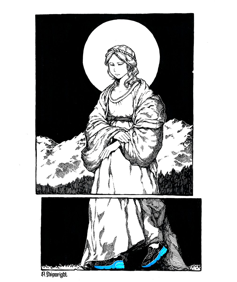 ShipwrightA's tweet image. The saint called her feet tainted by sin and revealed them to no one.