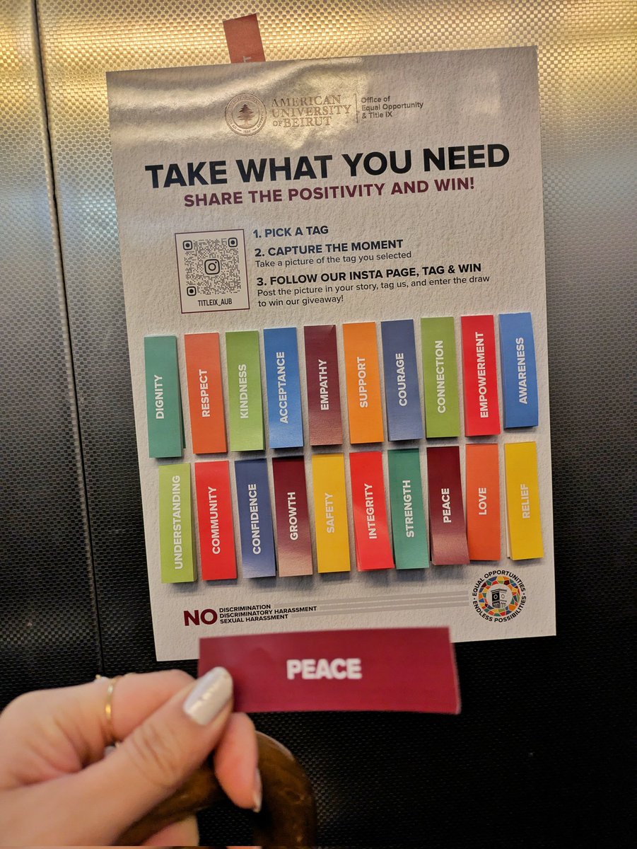 Reem Hoteit π±π§π¨π¦ (@reem_hoteit) on Twitter photo I chose #PEACE because the world needs it now more than ever.ποΈ
<a href="/AUB_Lebanon/">American University of Beirut</a> I chose #PEACE because the world needs it now more than ever.ποΈ
<a href="/AUB_Lebanon/">American University of Beirut</a>