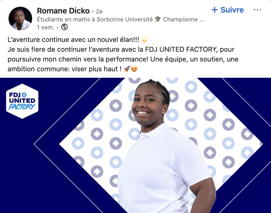 emiliemarquois's tweet photo. #InfoLinkedInDuJour đ Jolie opĂ©ration de com' pour @fdj_united qui a dĂ©voilĂ©, avec l'@AgenceLAFOURMI, son programme dâathlĂštes 2025 (FDJ Sport Factory), sur #LinkedIn, comme une campagne de recrutement. â¶ïž https://t.co/58VqGr6I75
#LinkedIn #FDJSportFactory https://t.co/StfNFyXPfb