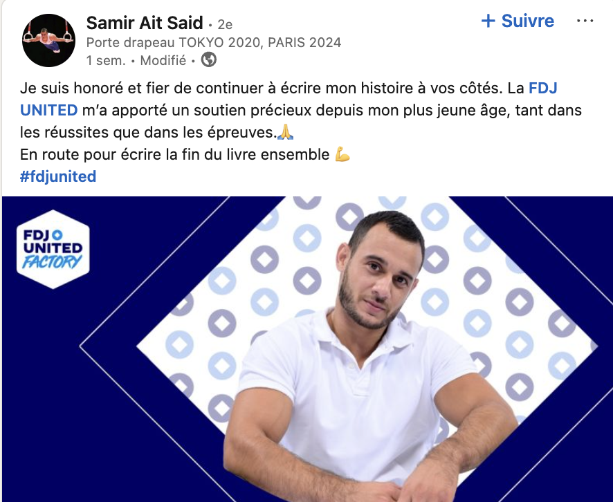emiliemarquois's tweet photo. #InfoLinkedInDuJour đ Jolie opĂ©ration de com' pour @fdj_united qui a dĂ©voilĂ©, avec l'@AgenceLAFOURMI, son programme dâathlĂštes 2025 (FDJ Sport Factory), sur #LinkedIn, comme une campagne de recrutement. â¶ïž https://t.co/58VqGr6I75
#LinkedIn #FDJSportFactory https://t.co/StfNFyXPfb