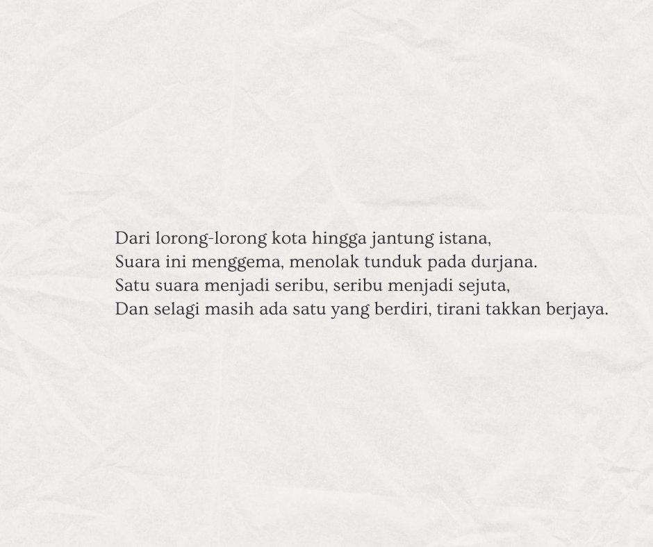 SAINENZHOU's tweet photo. ㅤ
ㅤLidah Tak Terbakar, 
ㅤLutut Tak Tertunduk,
ㅤGema yang Tak Akan Reda

#TolakRUUTNI 
#TolakRevisiUUTNI 
#PeringatanDarurat 
#IndonesiaGelap 
ㅤ https://t.co/gfHeHwpV1b