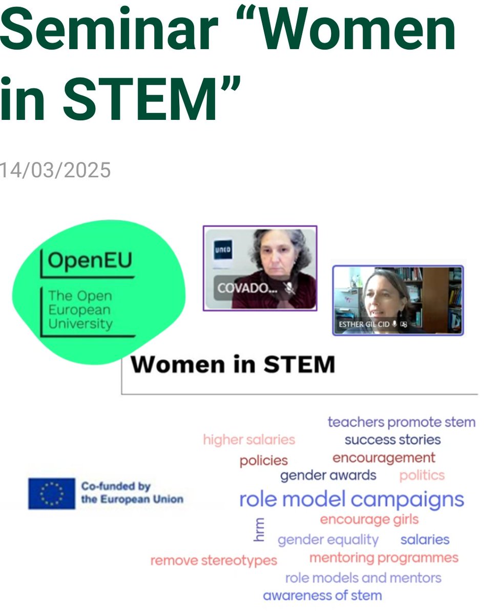 Covadonga Rodrigo (@cova_rodrigo) on Twitter photo Me siento orgullosa de haber abierto la brecha de los seminarios online sobre #WomenInSTEM con mi colega Esther Gil en el proyecto <a href="/openEU/">openEU</a> <a href="/UNED/">UNED</a> <a href="/ETSIIUNED/">ETSI Informática UNED</a> <a href="/IndUned/">ETS Ingenieros Industriales de la UNED</a> <a href="/lsi_uned/">LSI_UNED</a> <a href="/cued_/">Cátedra UNESCO EaD</a>
shorturl.at/N3XHM
Todavía tenemos mucho camino que recorrer... Me siento orgullosa de haber abierto la brecha de los seminarios online sobre #WomenInSTEM con mi colega Esther Gil en el proyecto <a href="/openEU/">openEU</a> <a href="/UNED/">UNED</a> <a href="/ETSIIUNED/">ETSI Informática UNED</a> <a href="/IndUned/">ETS Ingenieros Industriales de la UNED</a> <a href="/lsi_uned/">LSI_UNED</a> <a href="/cued_/">Cátedra UNESCO EaD</a>
shorturl.at/N3XHM
Todavía tenemos mucho camino que recorrer...