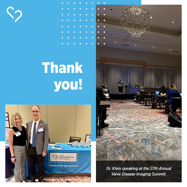 Pericarditis Alliance (@pericarditisa) on Twitter photo With support from <a href="/kiniksa/">Kiniksa Pharmaceuticals</a>, the Pericarditis Alliance proudly participated in Cleveland Clinic's 27th Annual Valve Disease Imaging Summit in Hollywood, FL. Thank you for having us and we hope to see you next year! With support from <a href="/kiniksa/">Kiniksa Pharmaceuticals</a>, the Pericarditis Alliance proudly participated in Cleveland Clinic's 27th Annual Valve Disease Imaging Summit in Hollywood, FL. Thank you for having us and we hope to see you next year!