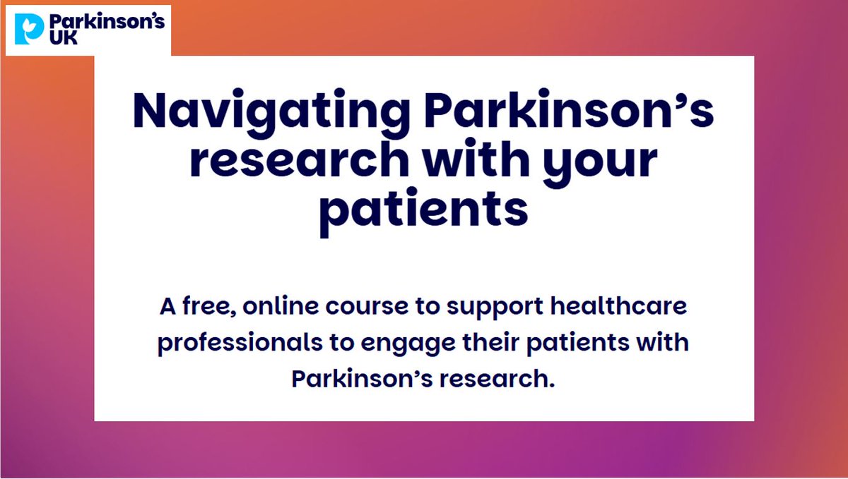 Check out this new online course from <a href="/ParkinsonsUK/">Parkinson's UK</a> for all healthcare professionals who interact with People with #Parkinsons

Gain insights and skills to effectively communicate with patients about taking part in #research

Sign up here ⬇️⬇️
parkinsons.org.uk/professionals/…