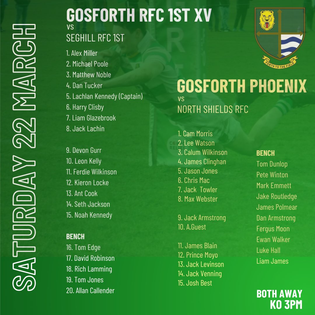SQUAD NEWS
We have two teams in action tomorrow!

#gosforthrugbyfootballclub #gosforthrugbyclub #grfc #gosforthrugby #gosforthrfc #gosforthtouchrugby #rugbytraining #dn3 #northumberlandrugbyunion #rugbyplayers #northeastsport #seghillrfc #northshieldsrfc