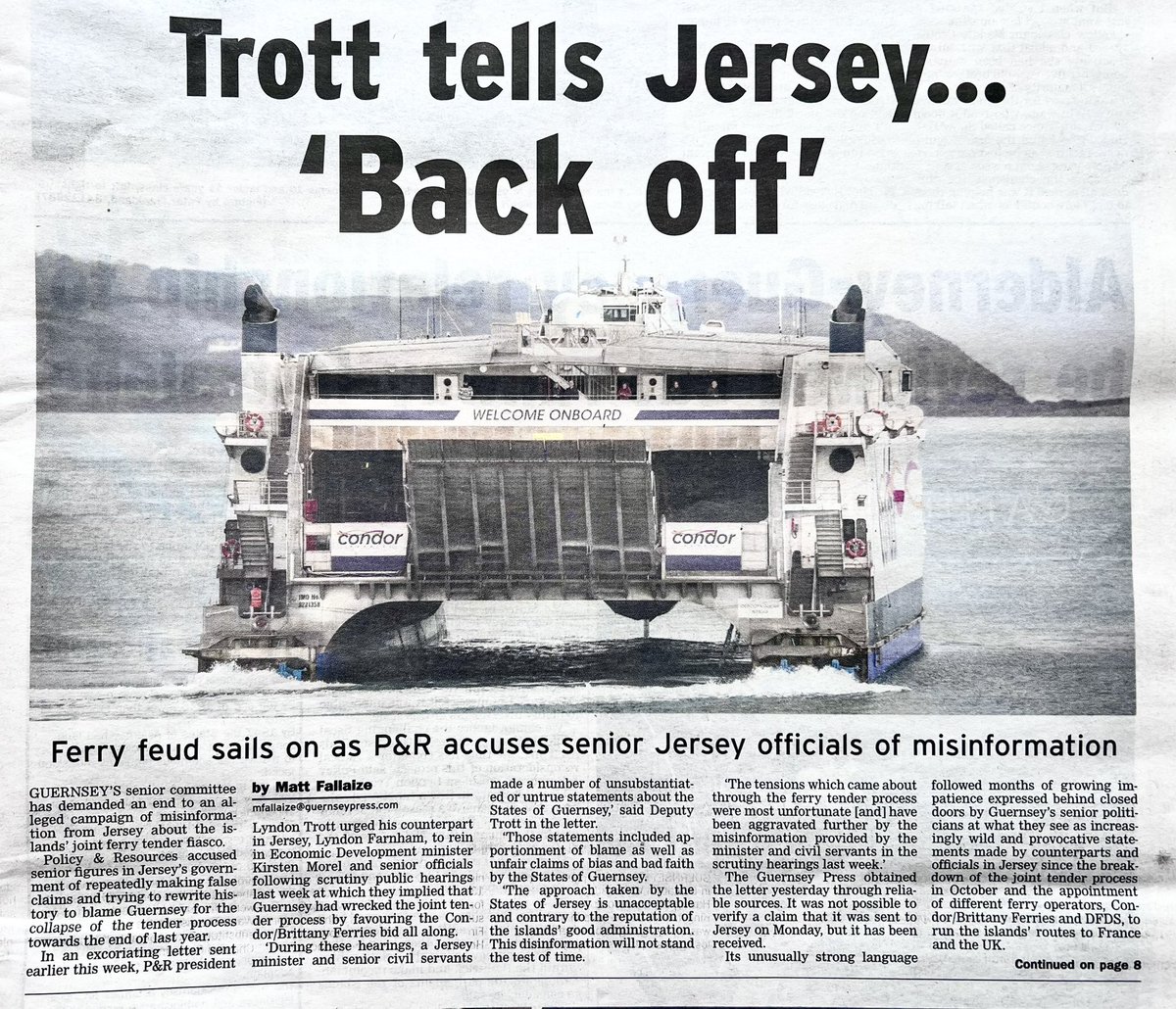 Having been close to the ferry tender process - 100% support the sentiment and the letter.