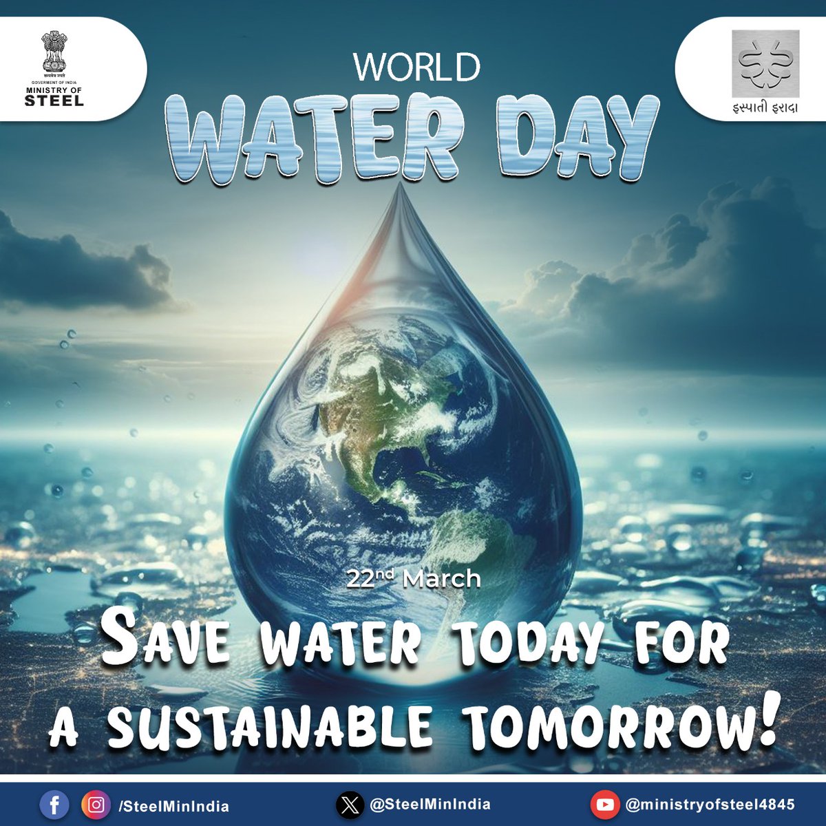 SteelMinIndia's tweet photo. Every drop counts! 💧 This #WorldWaterDay, let's commit to #ConservingWater and protecting our planet’s most precious resource. Small actions today ensure a sustainable tomorrow!
#SaveWater https://t.co/DZB2oSDIsr