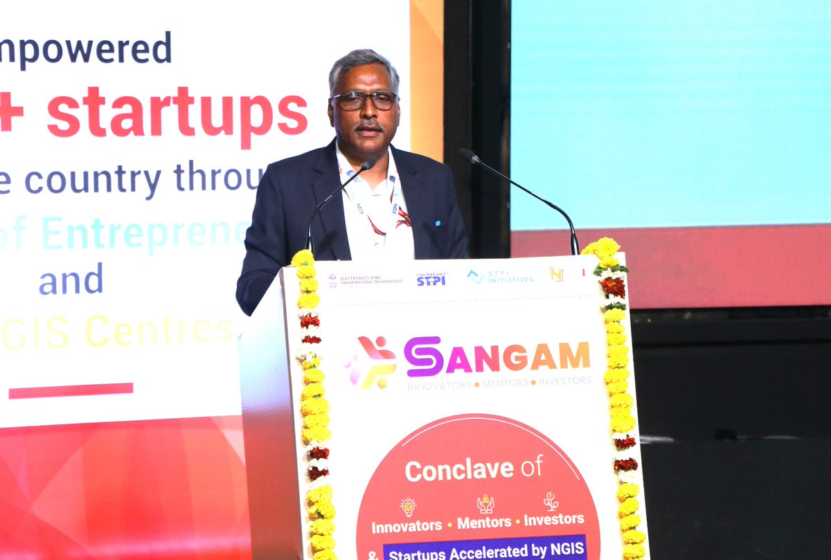 stpiindia's tweet photo. Shri @arvindtw, DG STPI, at STPI SANGAM event greeted the dignitaries on the dais and highlighted NGIS’s impactful journey, fostering 685 startups, creating 7000+ jobs, and driving ₹286 Cr in external funding.

🌟 Key Highlights from Shri Kumar's, DG STPI’s address at STPI SANGAM 🚀✨

1️⃣ Inclusive Growth through NGIS: Shri Arvind Kumar emphasized inclusive growth by fostering startups from Tier 2 & Tier 3 cities, with 44% women-led startups in the STPI portfolio, showcasing a strong commitment to diversity and empowerment. 🌍👩‍💻

2️⃣ NGIS Impact & Achievements: Under the NGIS scheme, STPI has supported 685 startups, provided seed funding to 136 startups, and created over 7,000 jobs. These startups have generated ₹335 crore in revenue and secured ₹286 crore in external funding, far surpassing the ₹35 crore disbursed by NGIS. 💡📈

3️⃣ Leap Ahead – Co-Investment Model: To accelerate startup growth, STPI introduced ‘Leap Ahead’, a co-investment model offering up to ₹1 crore in funding, matching investments from angel investors and VCs. The program also provides global exposure through international events like Silicon Valley visits. 🌐🚀

4️⃣ Expanding Startup Ecosystem with CoEs: STPI operates 24 domain-specific Centers of Entrepreneurship (CoEs) across India, focusing on blockchain, fintech, AI, IoT, agritech, and more, offering tailored support to startups and boosting sector-specific innovation. 🌟🔗

@GoI_MeitY @AshwiniVaishnaw @JitinPrasada @SecretaryMEITY @arvindtw @_DigitalIndia
@NeGD_GoI @stpinext @stpisayuj