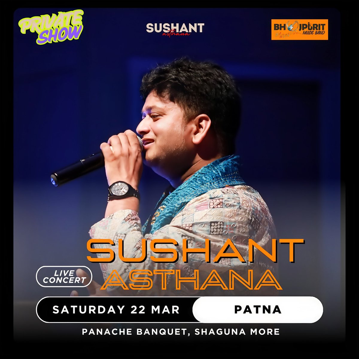 Hello Patna!
Coming on 22 March at Panache Banquet shaguna more patna in association with <a href="/indit/">Indika</a>.band. #artist #bhojpurishow #hitartist #solo #performer