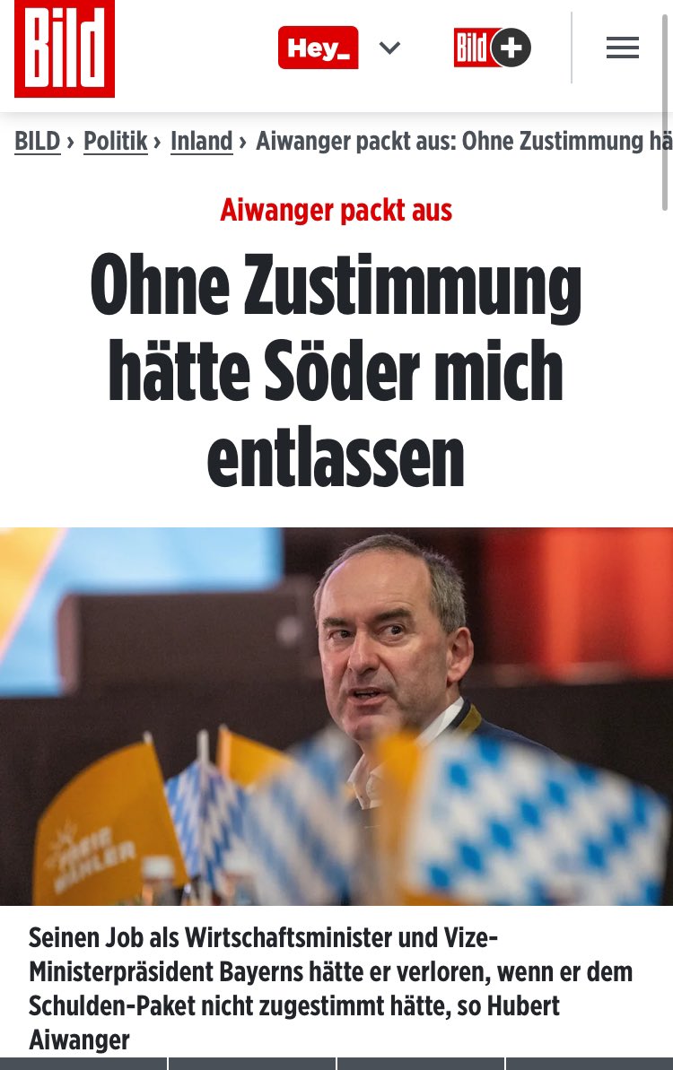 Na und, dann hätte er Sie entlassen. Wenn’s drauf ankommt, ist Ihnen der eigene Job wichtiger als unser Land. Rückgratlos. Das unterscheidet uns.
#Aiwanger