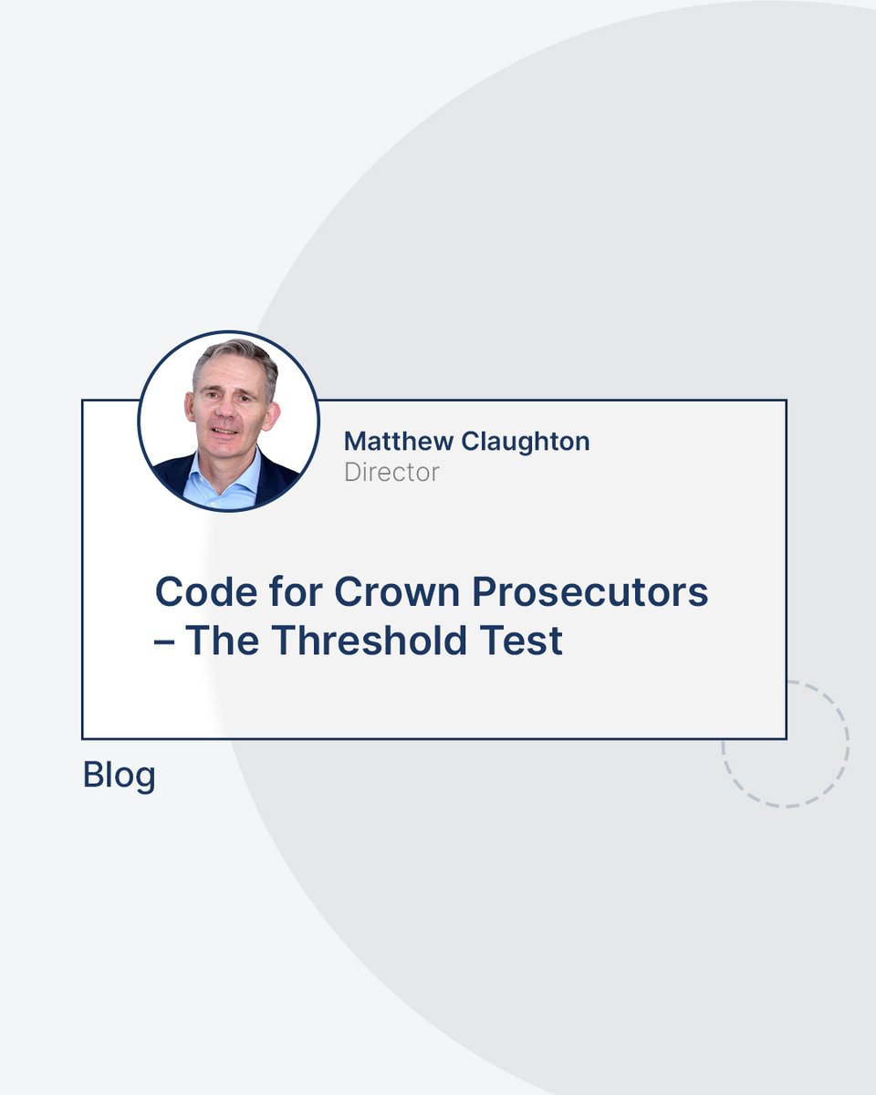 ollierssltd's tweet image. In his latest article, Matthew Claughton explores the Code for Crown Prosecutors and the circumstances in which the Threshold Test applies, when the Full Code Test cannot be met.

Read the full article below.

olliers.com/news/code-for-…

#thresholdtest #legalinformation #criminallaw