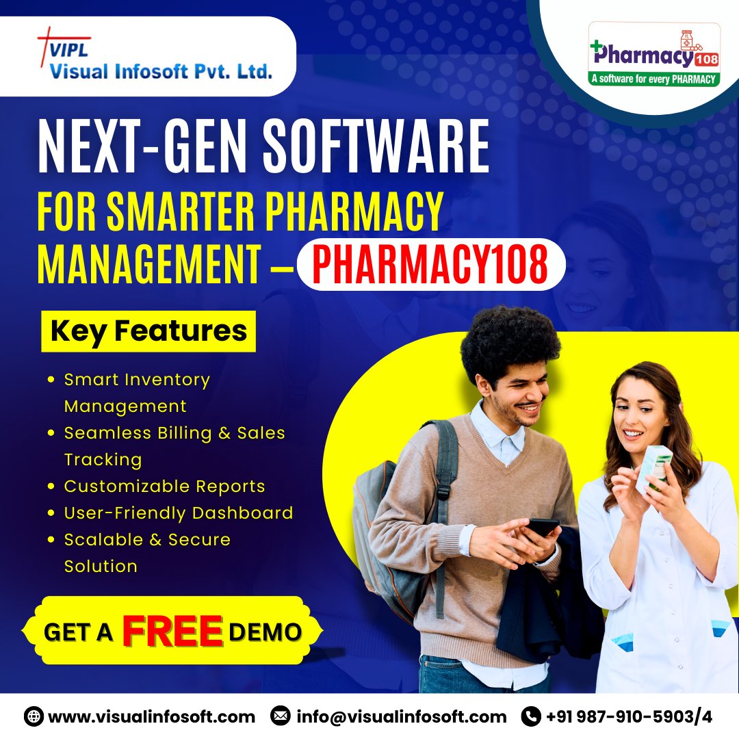 visual_infosoft's tweet photo. Running a pharmacy?
📦 Track inventory
🧾 Manage billing
📊 Create reports
All with #Pharmacy108 – simple, secure, scalable.

📲 Book your FREE demo now: +91 987-910-5903/4

#PharmacySoftware #PharmaBusiness #HealthTech #BillingSoftware #VisualInfosoft https://t.co/j6MsPlsdNa
