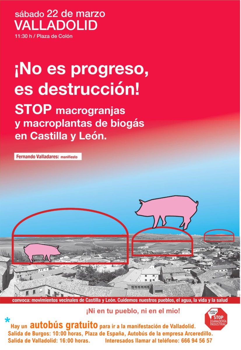 ⛔️ Desde el Partido Castellano-Tierra Comunera manifestamos nuestro apoyo a la manifestación convocada en #Valladolid este sábado, 22|03, contra las #macrogranjas y macroplantas de #biogás en #Castilla

👉 partidocastellano.org/2025/03/21/est…

#comuneros #ecología