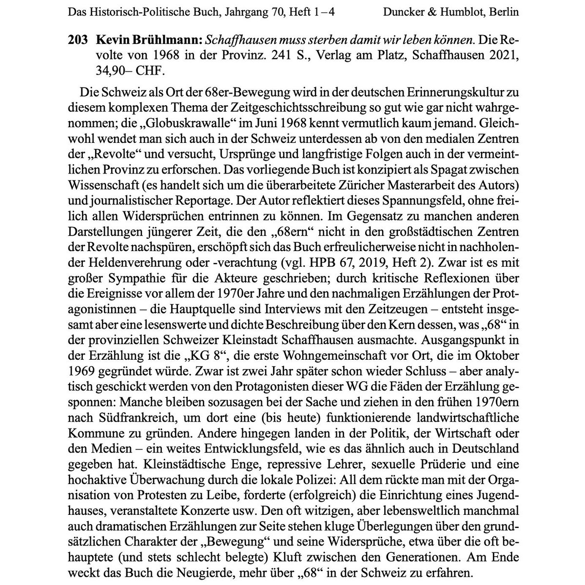 Nach fast 3 Jahren auf diese Rezension meines Buchs gestossen.
Thomas Gerhards goldig: «Den oft witzigen, aber lebensweltlich manchmal auch dramatischen Erzählungen zur Seite stehen kluge Überlegungen über den grundsätzlichen Charakter der Bewegung und seine Widersprüche …»